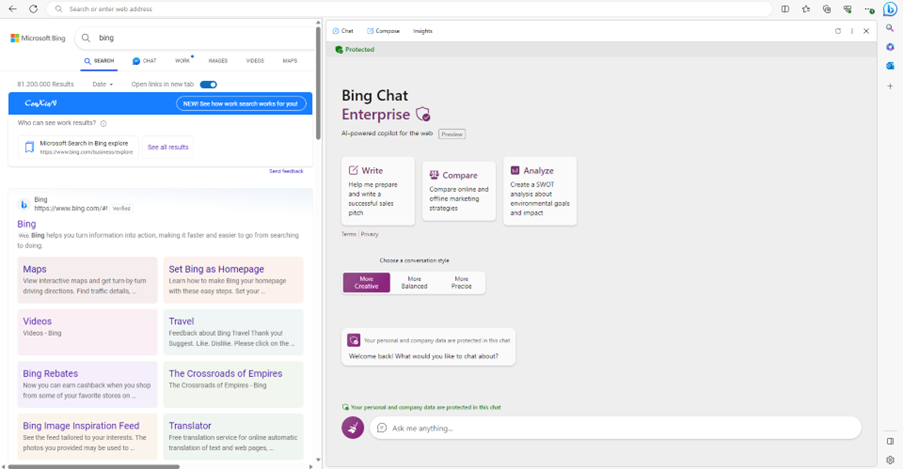 Microsoft bing chat enterprise